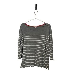Molly & Isadora Knit Top Gray with‎ White Stripes 2x